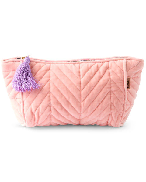 Quilted Velvet Toiletry Bag - Sherbert