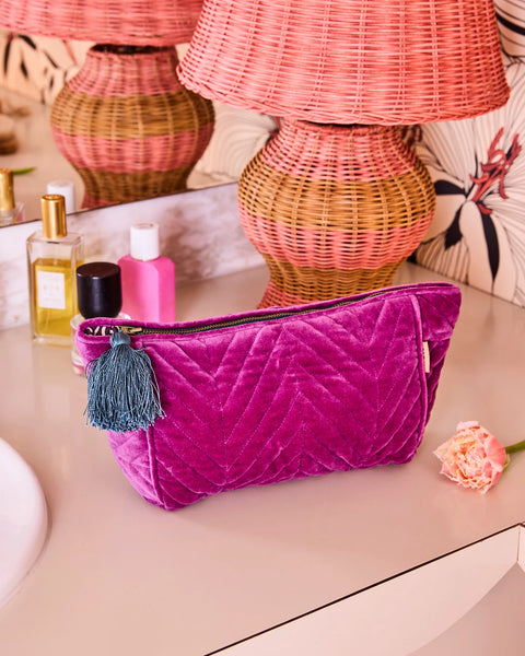 Quilted Velvet Toiletry Bag - Wild Grape