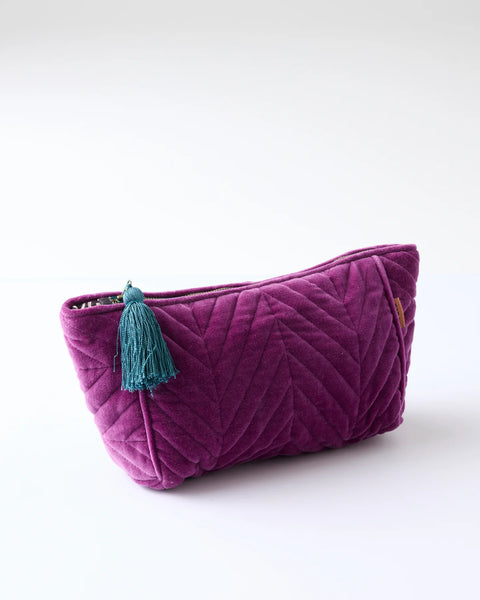 Quilted Velvet Toiletry Bag - Wild Grape