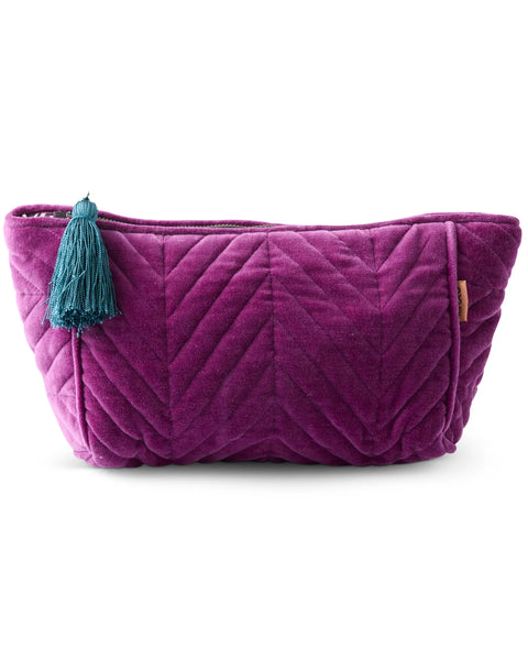 Quilted Velvet Toiletry Bag - Wild Grape