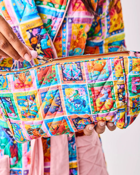 Quilted Velvet Toiletry Bag - Zodiac
