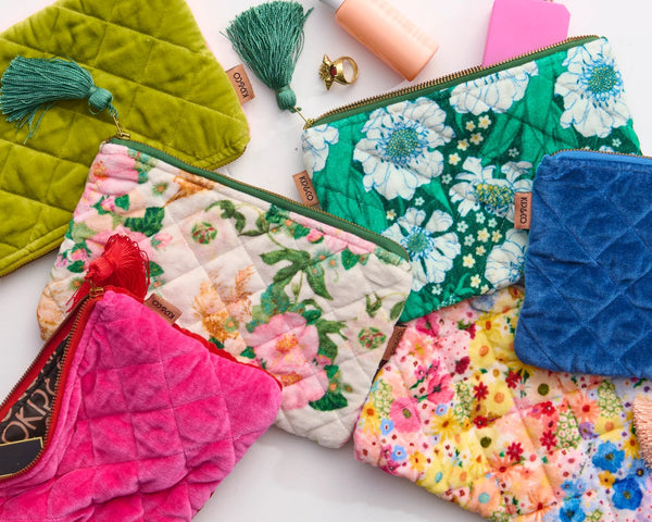 Quilted Velvet Cosmetic Pouch - Posie Lane