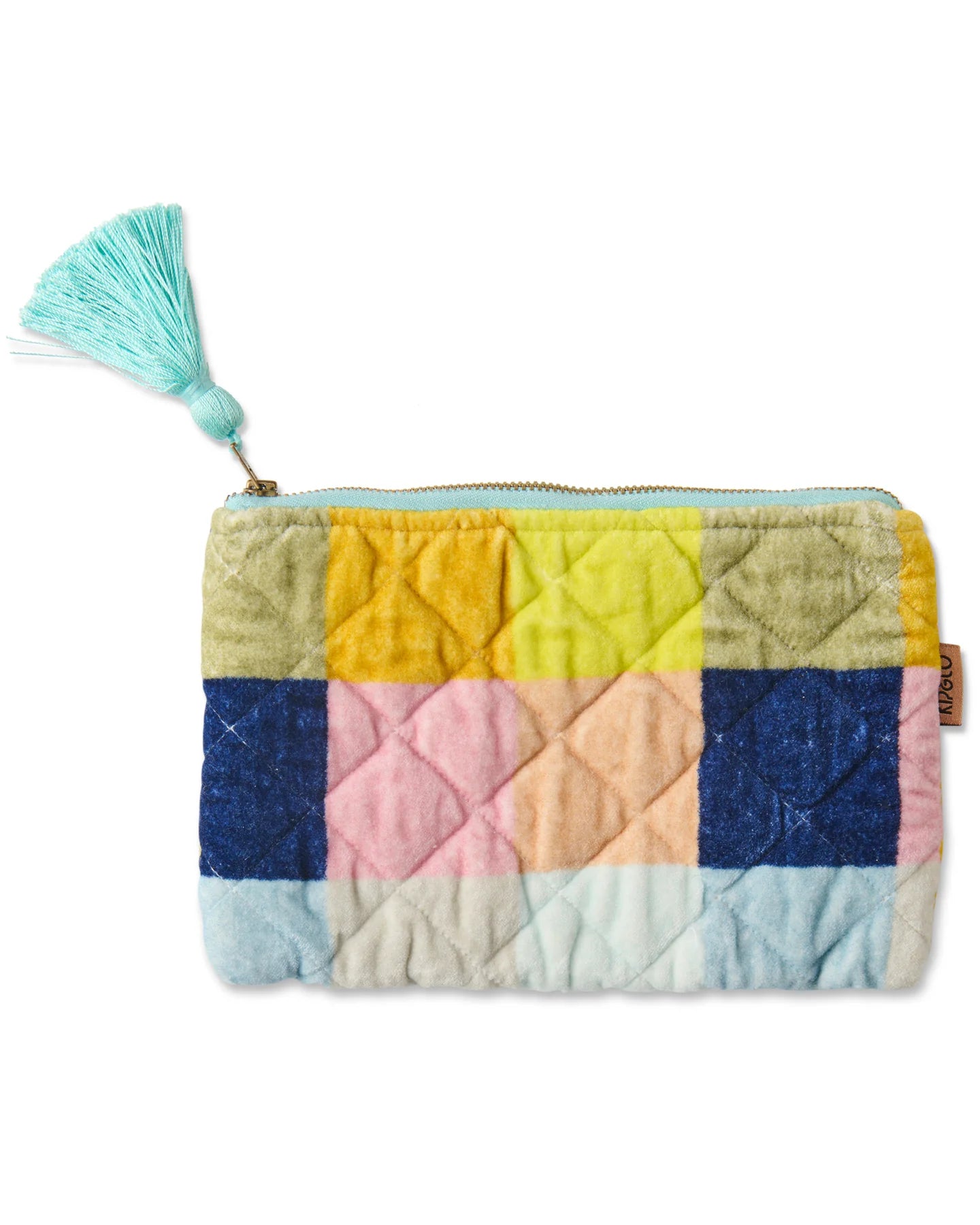 Quilted Velvet Cosmetic Pouch - Florida Tartan