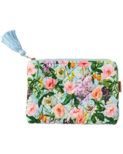 Quilted Velvet Cosmetic Pouch - Spring In The Air