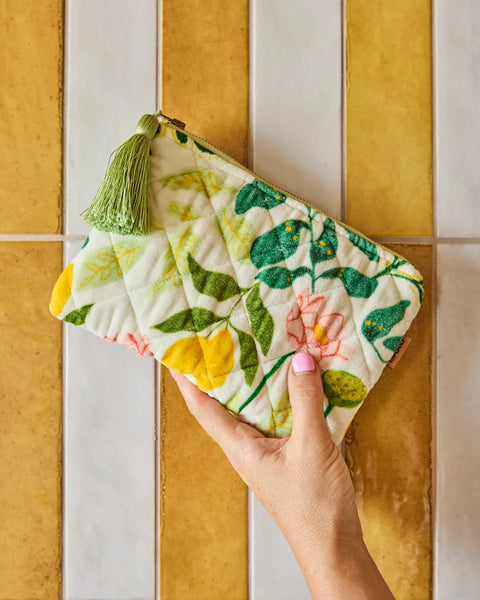 Quilted Velvet Cosmetic Pouch - Wander