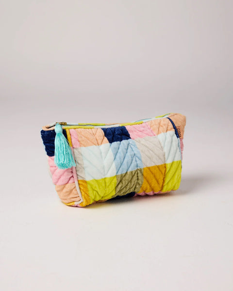 Quilted Velvet Toiletry Bag - Florida Tartan