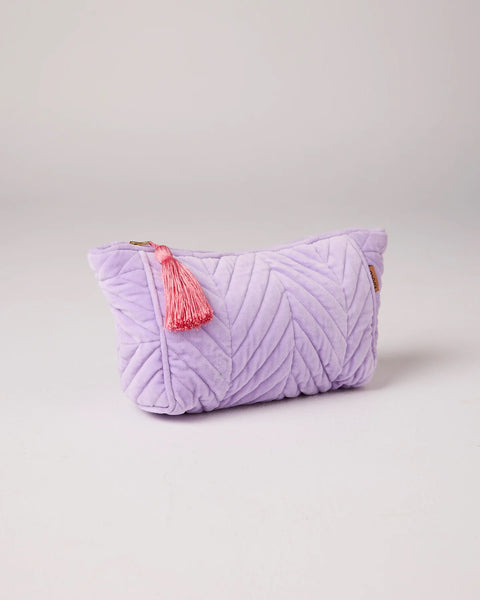Quilted Velvet Toiletry Bag - Lilac