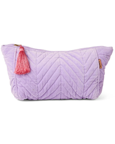 Quilted Velvet Toiletry Bag - Lilac