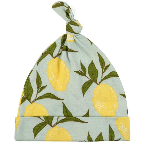 Milkbarn Organic Cotton Knotted Hat Lemon 3-6mo