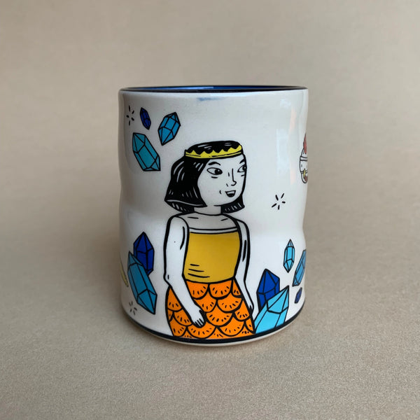 Lucky Snorkeling Chicken & Mermaid Large Ceramic Mug