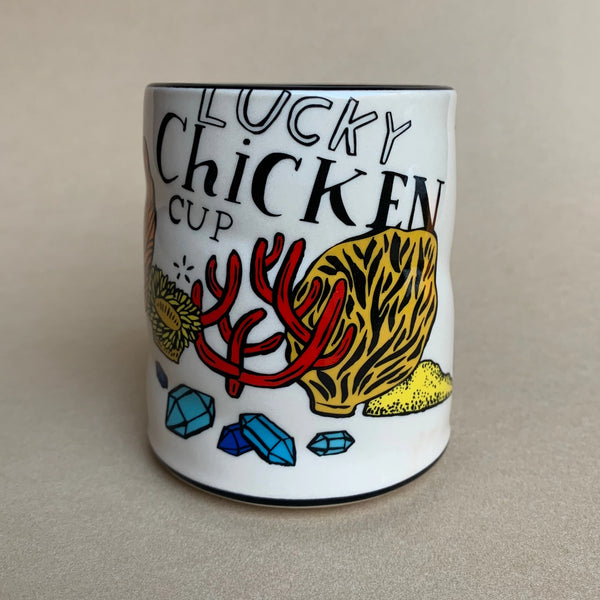 Lucky Snorkeling Chicken & Mermaid Large Ceramic Mug