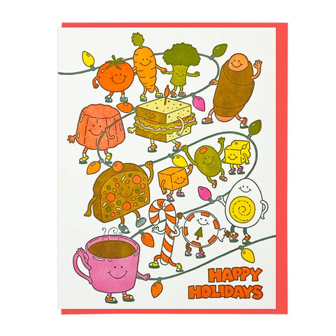 Happy Holidays Food Friends Holiday Greeting Card