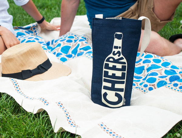 Cheers Denim Single Wine Tote