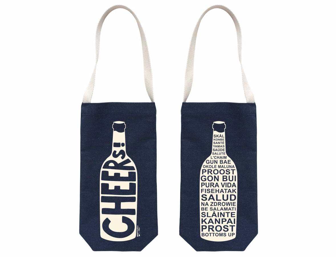 Cheers Denim Single Wine Tote