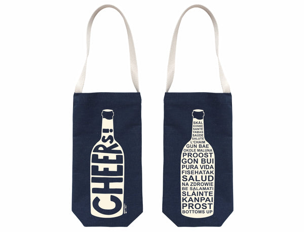 Cheers Denim Single Wine Tote