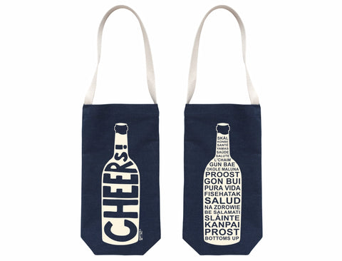 Cheers Denim Single Wine Tote