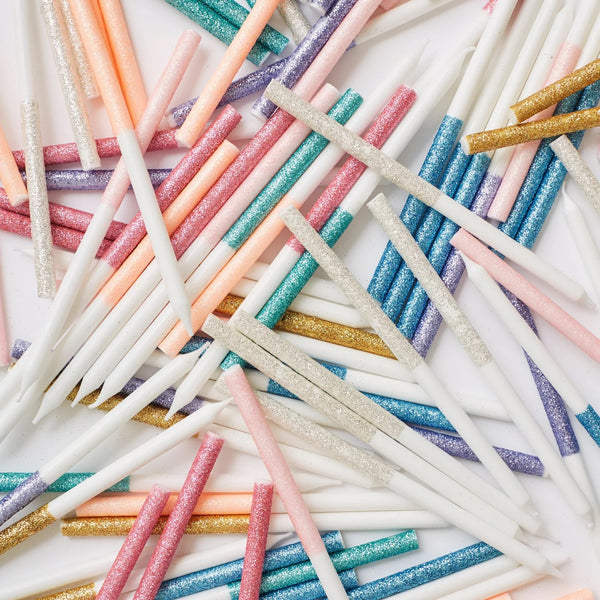 Multicolor Glitter Dipped Candles