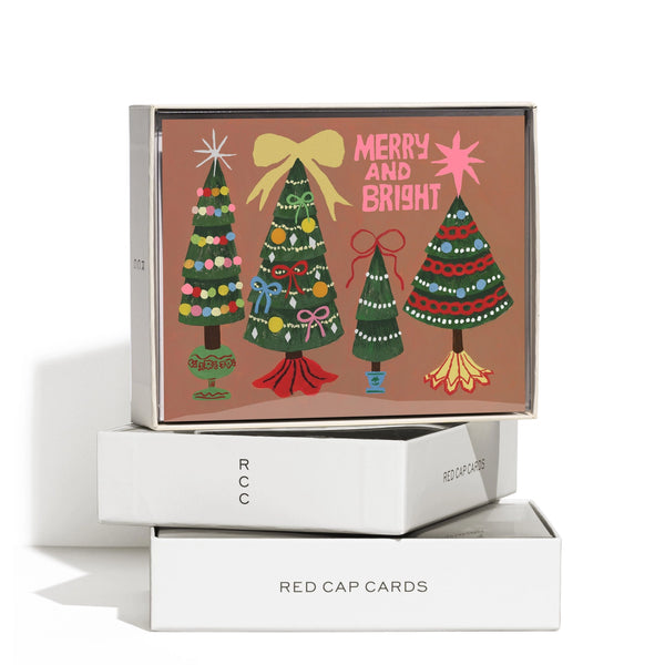 Merry and Bright Trees Holiday Boxed Greeting Card - Set of 8
