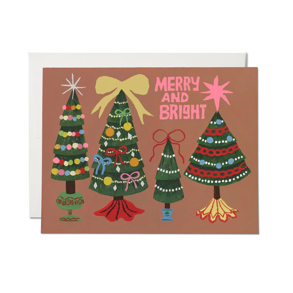 Merry and Bright Trees Holiday Boxed Greeting Card - Set of 8