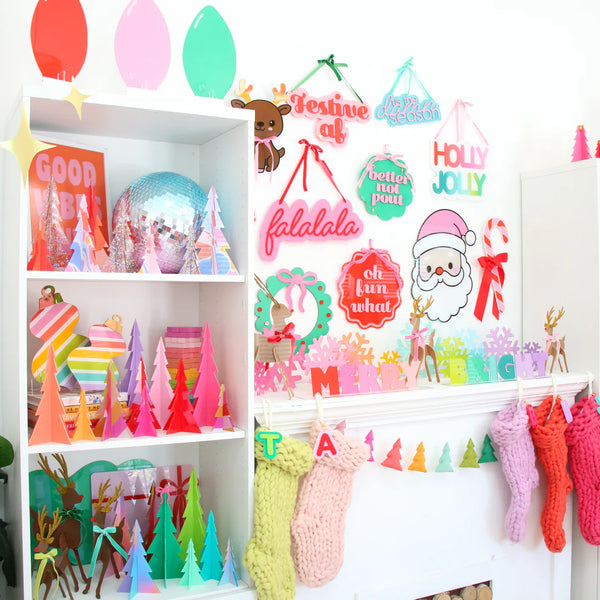 Merry Bright Acrylic Standing Sign