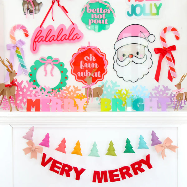 Merry Bright Acrylic Standing Sign