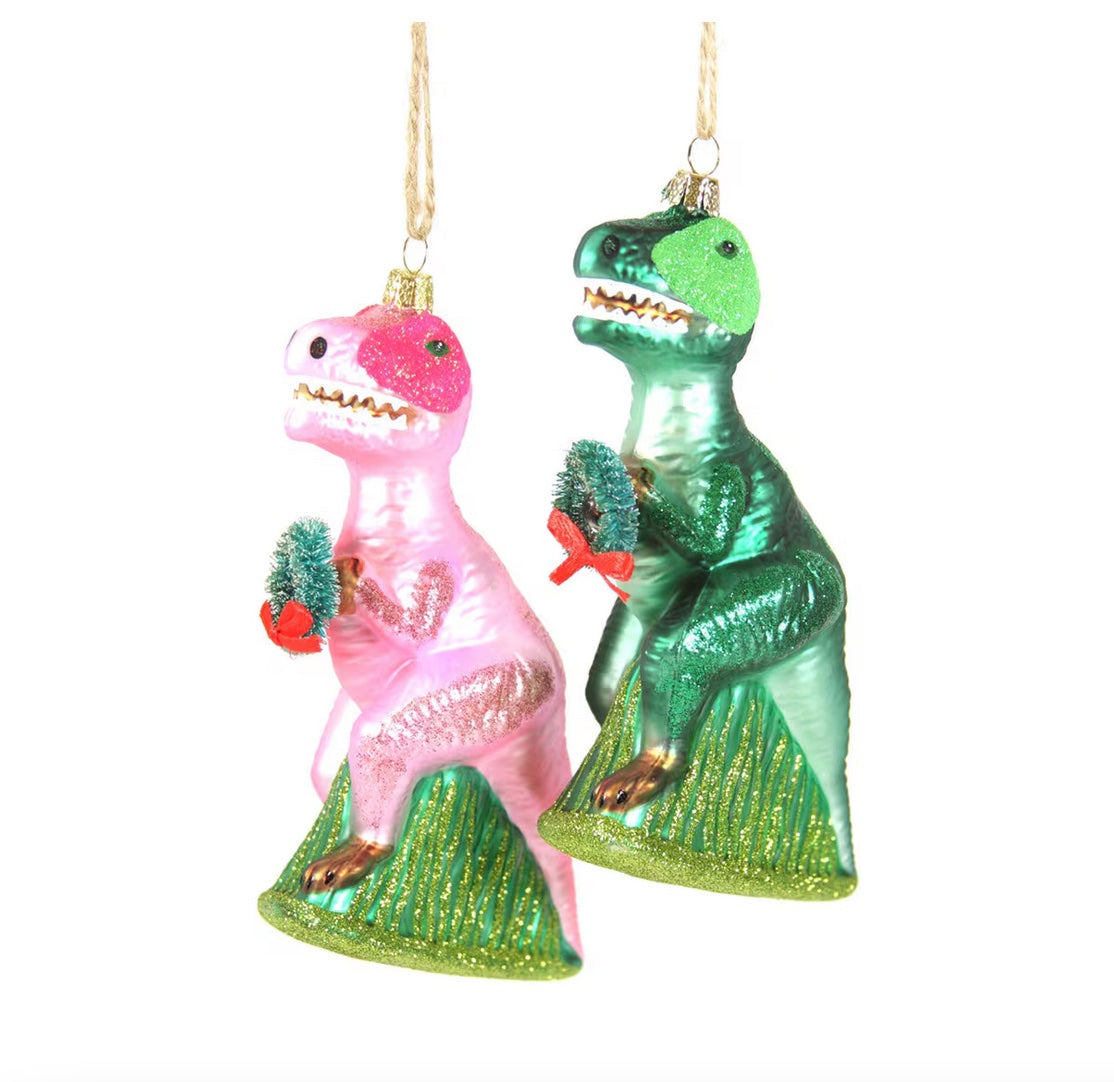 Merry Merry T-Rex Dinosaur Ornament