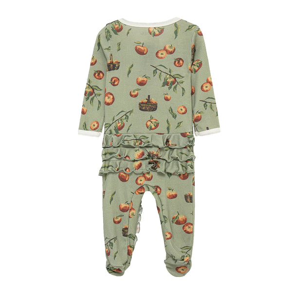 Milkbarn Apple Orchard Cotton Ruffle Footed Romper
