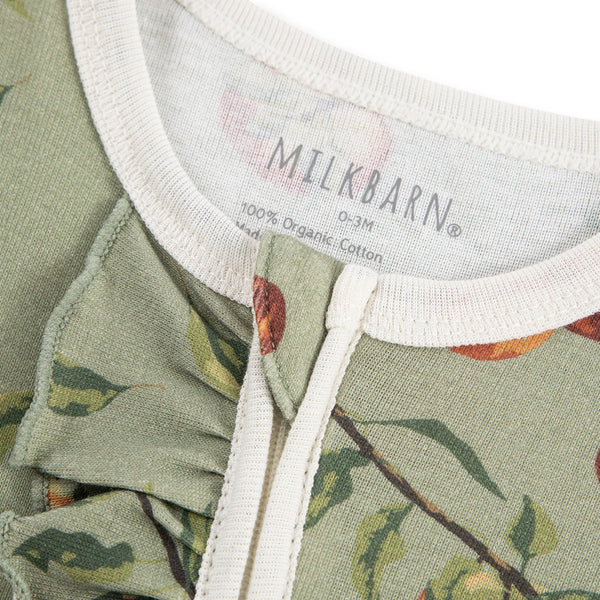 Milkbarn Apple Orchard Cotton Ruffle Footed Romper
