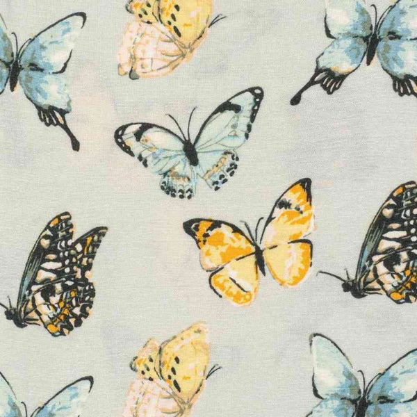 Milkbarn Butterfly Bamboo Ruffle Zipper Footed Romper