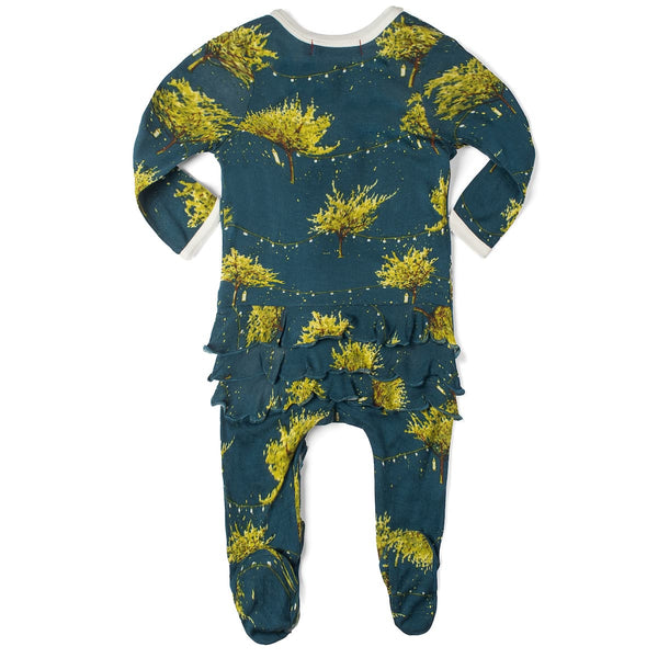 Milkbarn Firefly Bamboo Ruffle Zipper Footed Romper