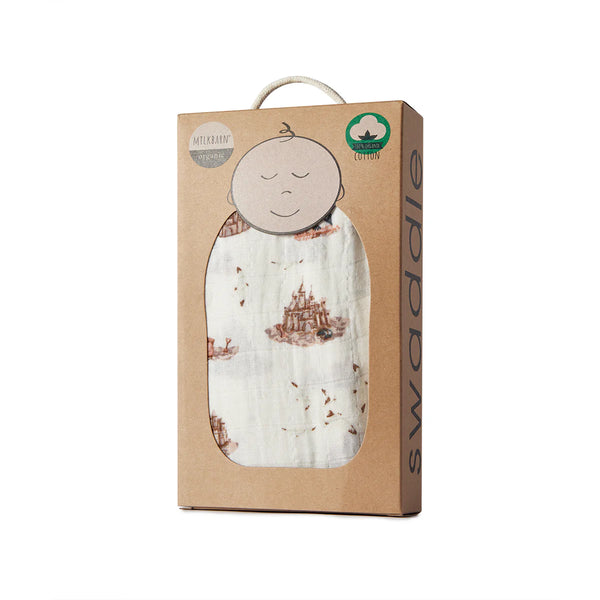 Milkbarn Sandcastle Organic Cotton Muslin Swaddle Blanket