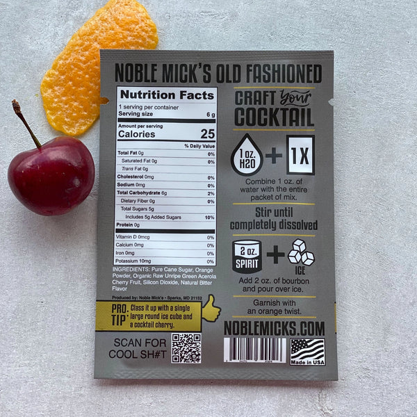 Noble Mick's Single Serve Cocktail Pouch - Old Fashioned