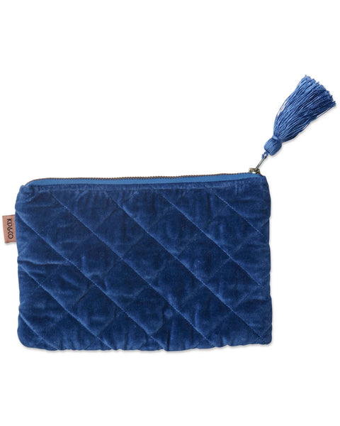 Quilted Velvet Cosmetic Pouch - Ocean Dreamer