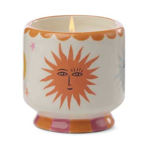 A Dopo 8 oz Hand-Painted "Sun" Ceramic Candle - Orange Blossom