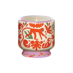 A Dopo 8 oz Hand-Painted "Jungle" Ceramic Candle - Coconut & Amber