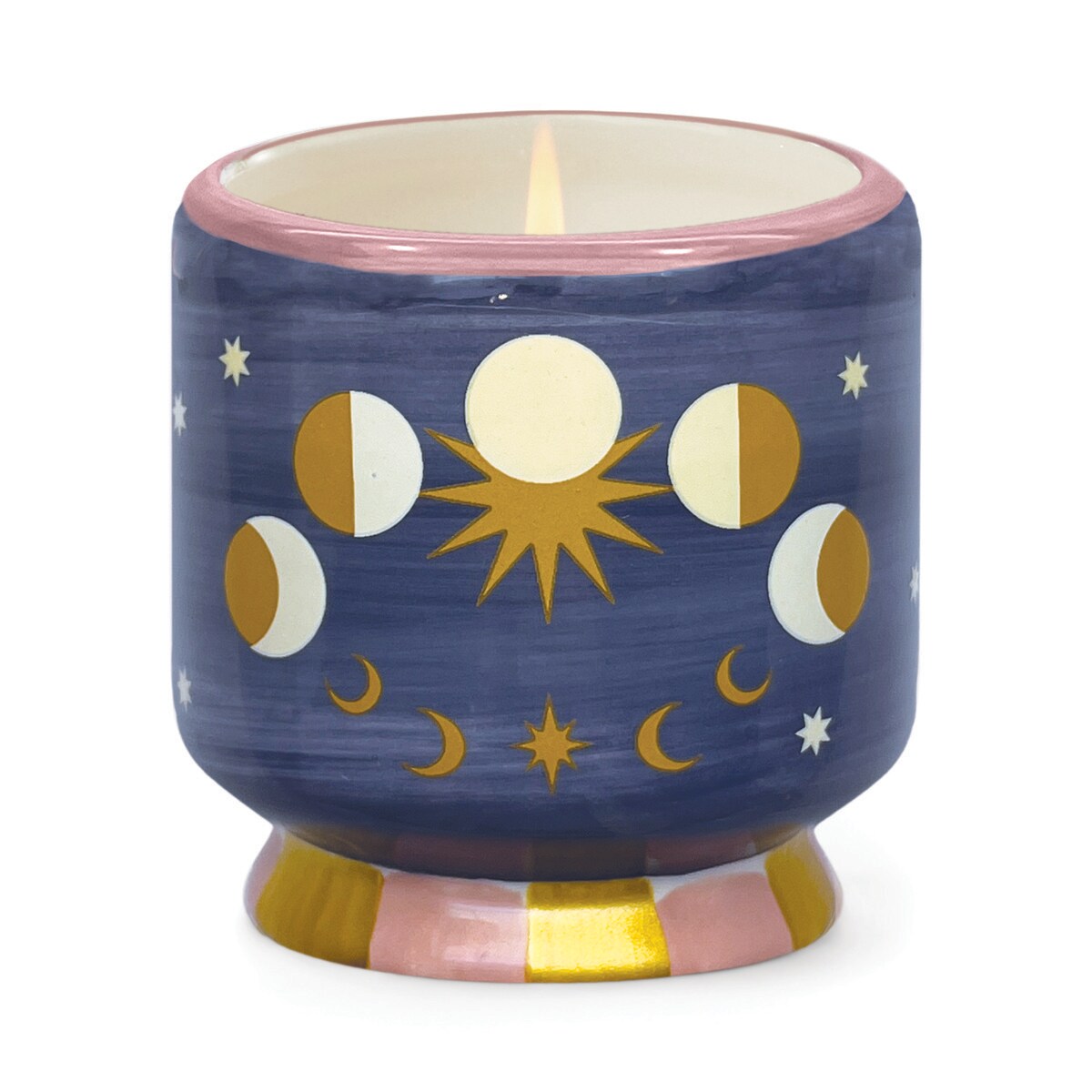 A Dopo 8 oz Hand-Painted "Moon Phases" Ceramic Candle - Jasmine & Rose