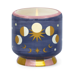 A Dopo 8 oz Hand-Painted "Moon Phases" Ceramic Candle - Jasmine & Rose