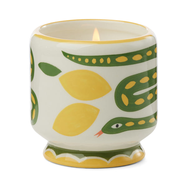 A Dopo 8 oz Hand-Painted "Snake" Ceramic Candle - Wild Lemongrass