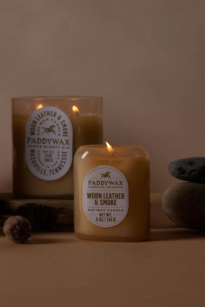 Paddywax Vista 5oz Candle - Worn Leather & Smoke