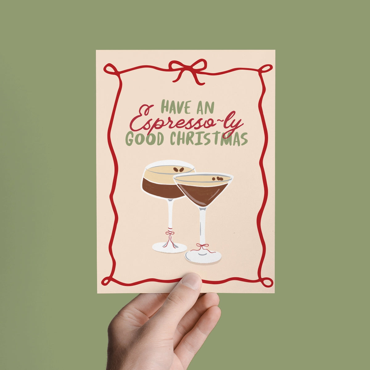 Espresso Martini Christmas Holiday Greeting Card