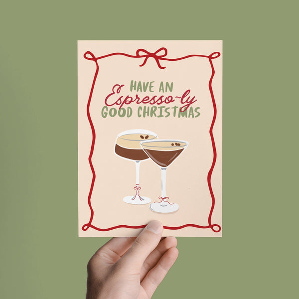 Espresso Martini Christmas Holiday Greeting Card
