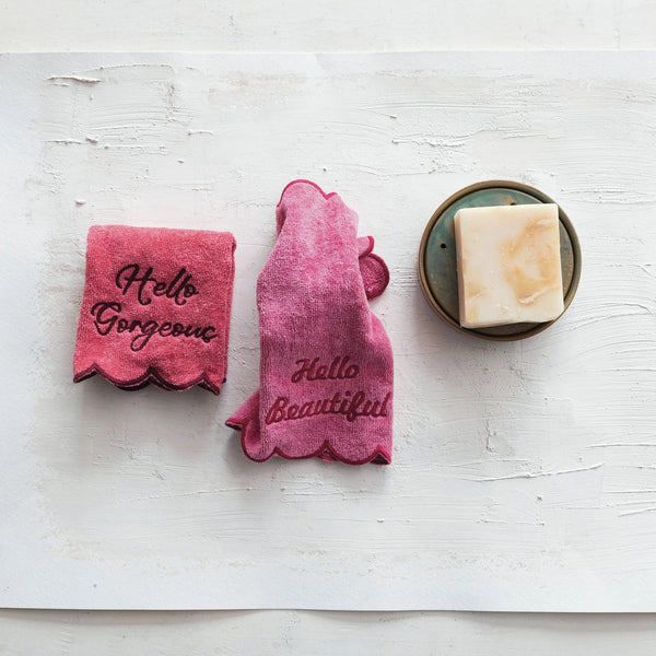 Pink Cotton Terry Wash Cloths - Set of 2