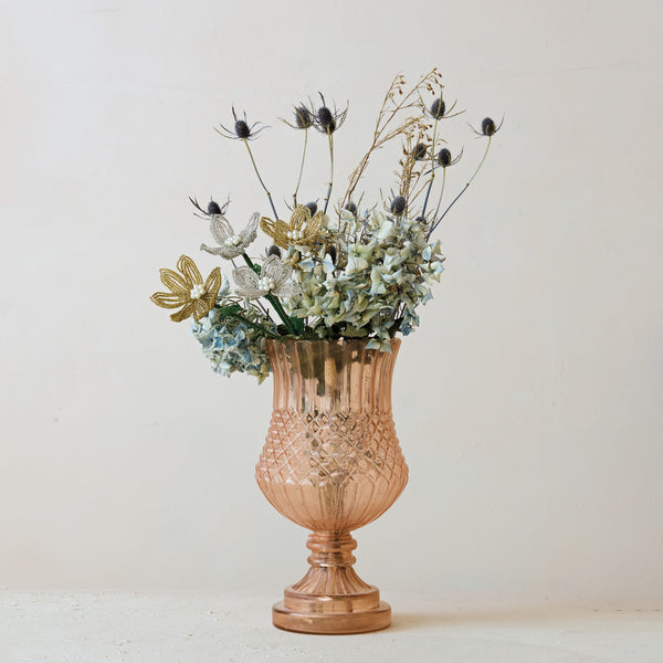 Pink Glass Footed Vase