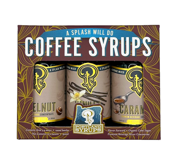 Mini Syrups 3-Pack Gift Set - Coffee Syrups (Hazelnut, Vanilla, Caramel)