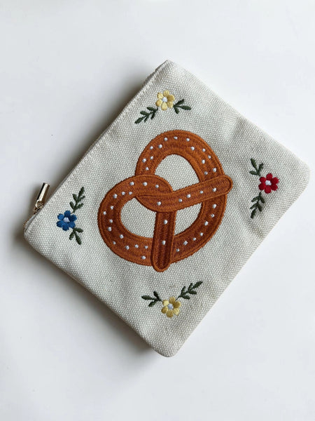 Embroidered Jewelry Pouch - Pretzel