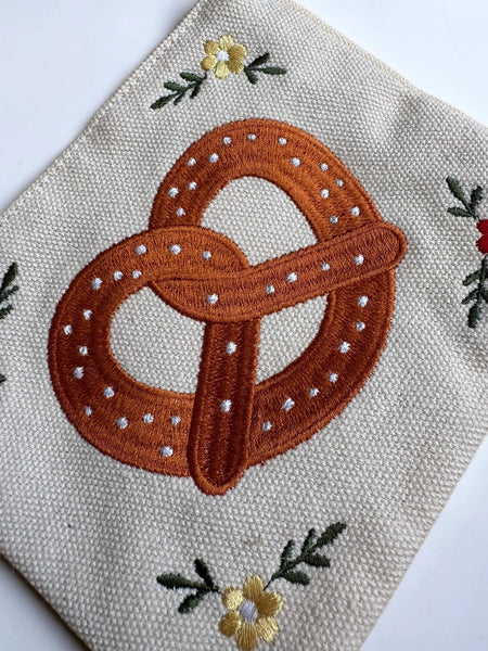 Embroidered Jewelry Pouch - Pretzel
