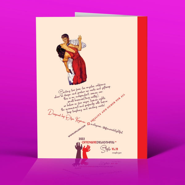 Red Dress & Gun Valentine's Day Greeting Card