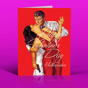 Red Dress & Gun Valentine's Day Greeting Card