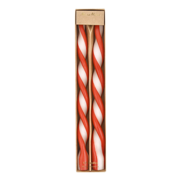 Red Stripe Twist Taper Candles