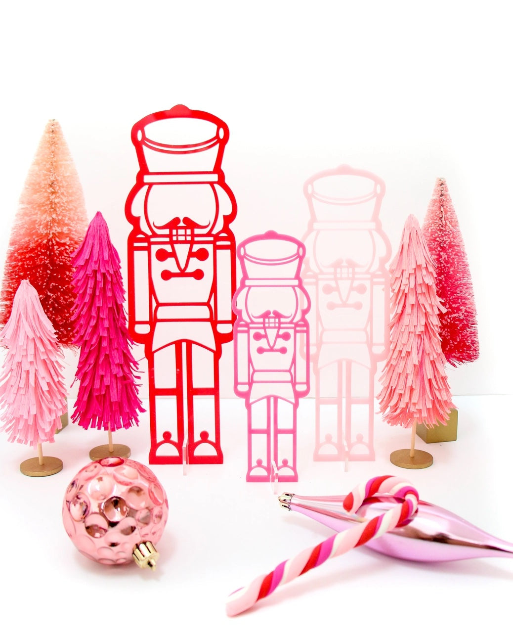 Red and Pink Acrylic Nutcracker Set